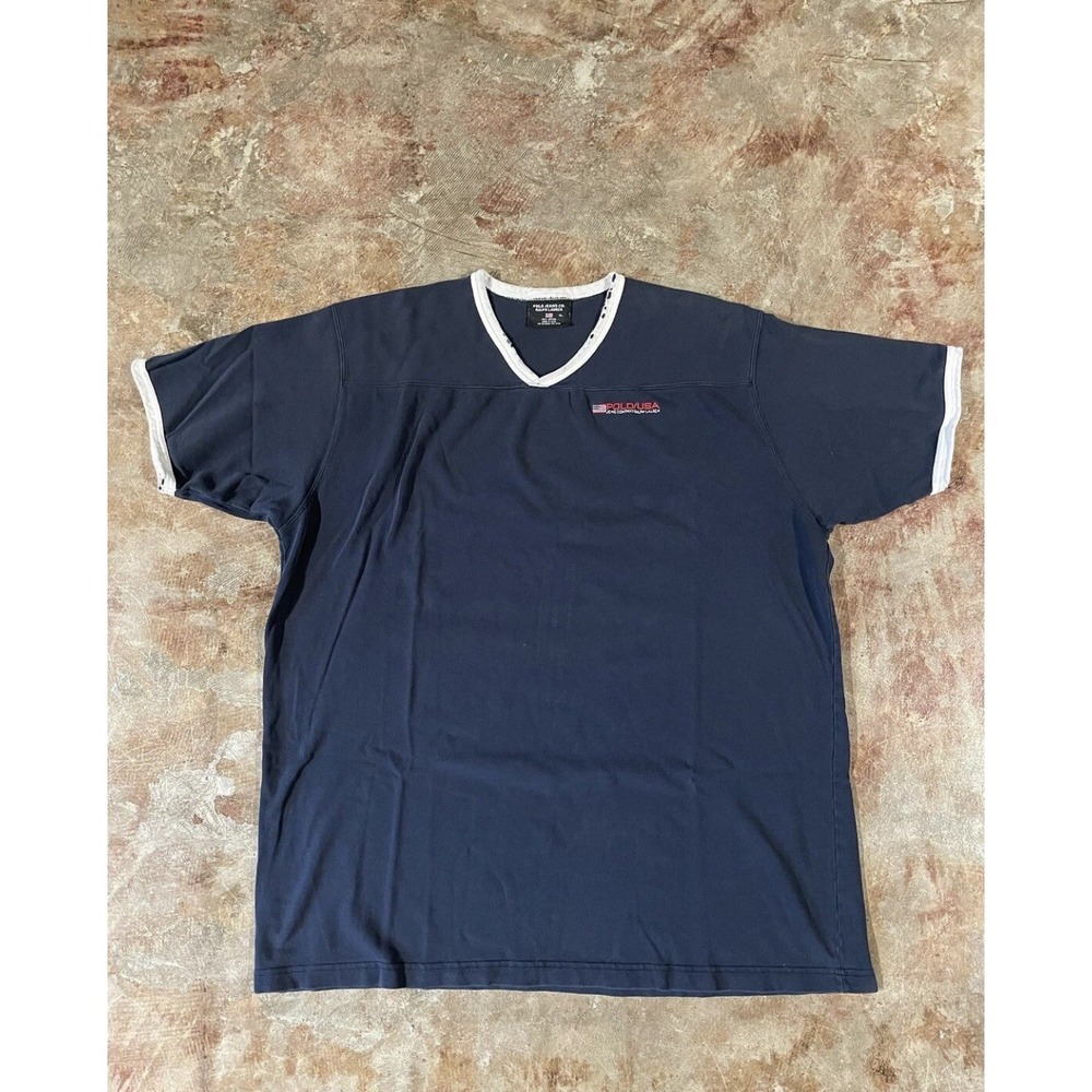 Vintage 90's Ralph Lauren Polo Jeans Co Short Sleeve V Neck T Shirt Sz XL